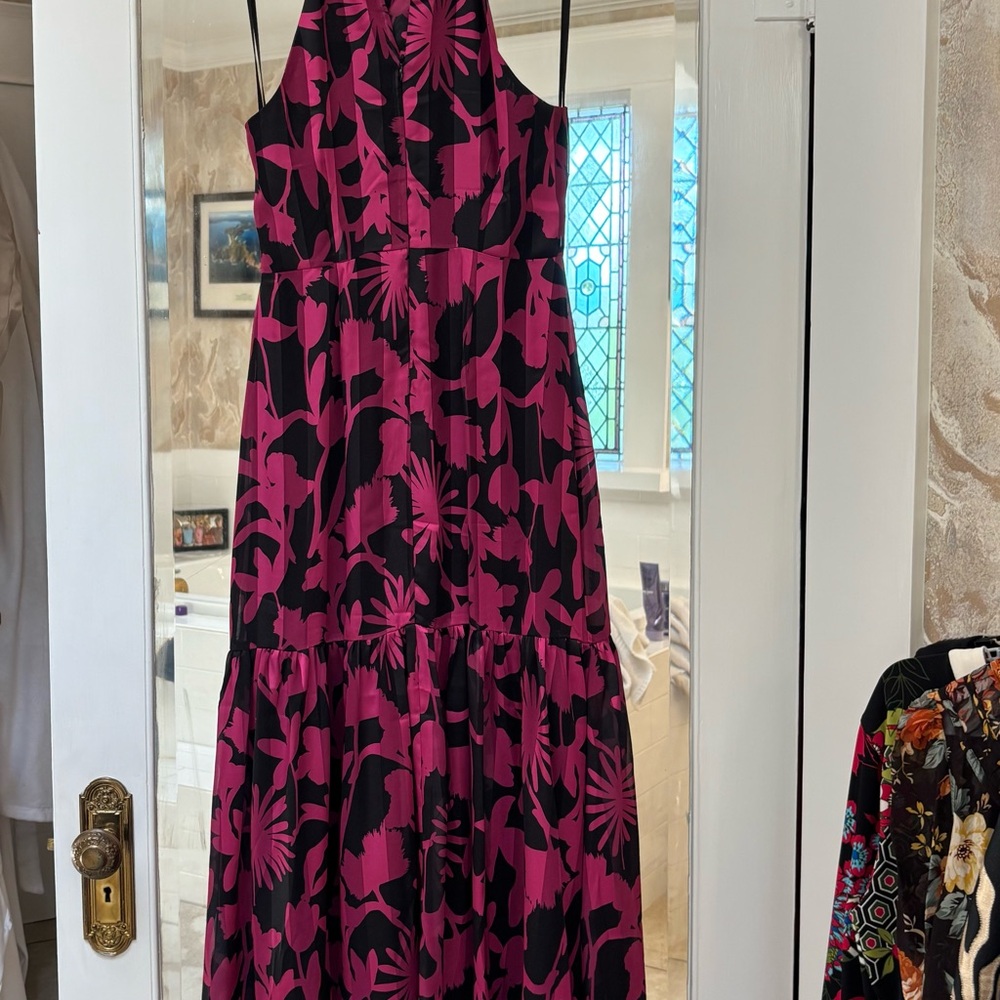 Milly Black and Pink Halter Maxi Sundress